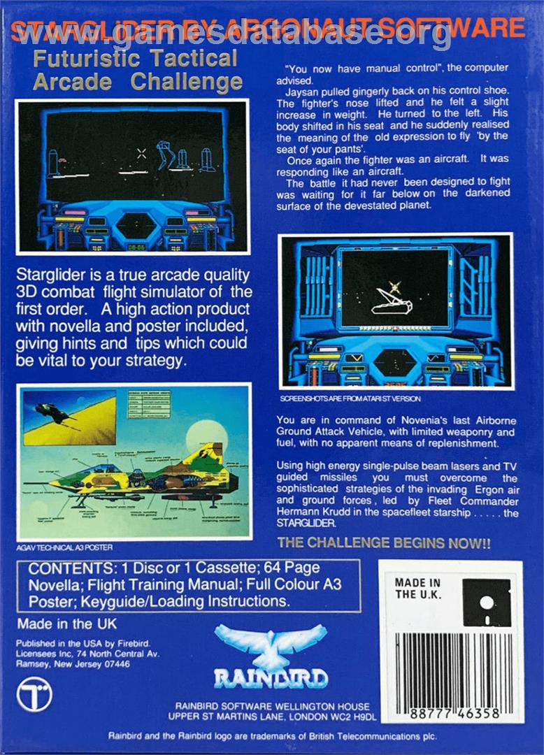 Starglider - Apple II - Artwork - Box Back