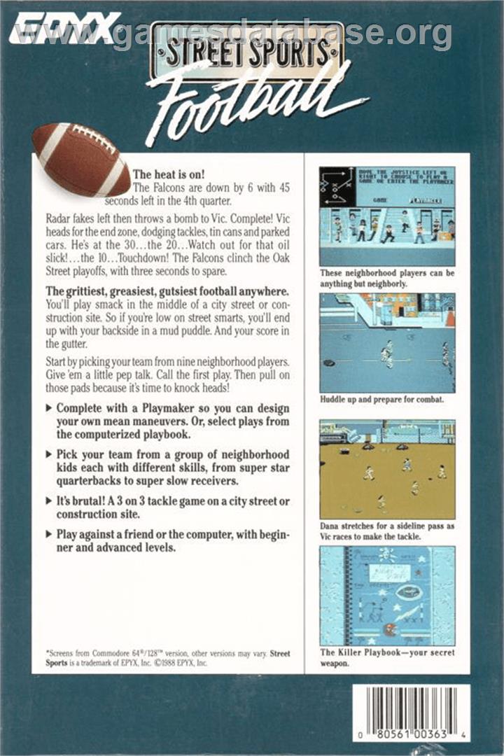 Street Sports Football - Apple II - Artwork - Box Back