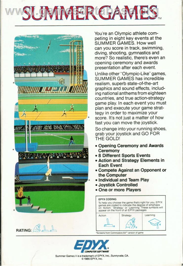 Summer Games - Apple II - Artwork - Box Back
