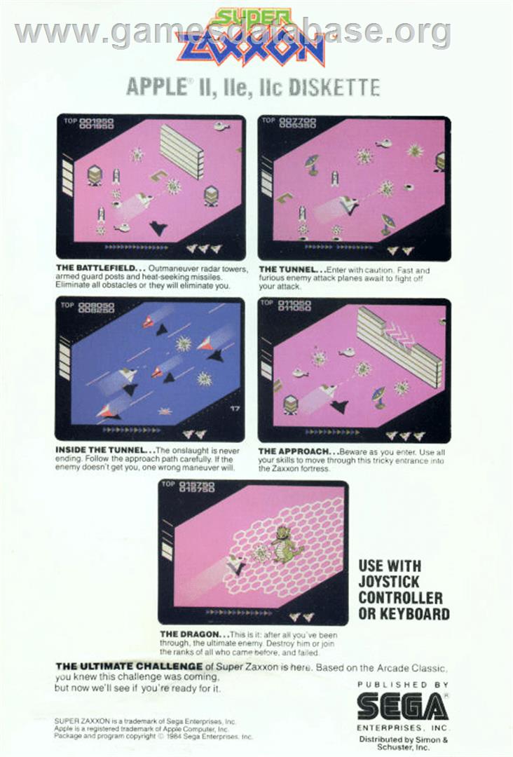 Super Zaxxon - Apple II - Artwork - Box Back