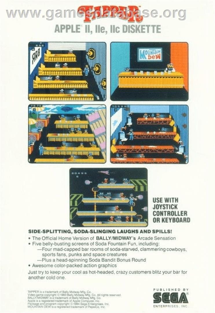 Tapper - Apple II - Artwork - Box Back