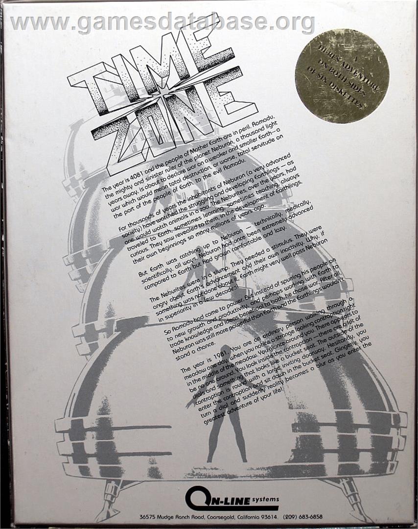 Time Zone - Apple II - Artwork - Box Back