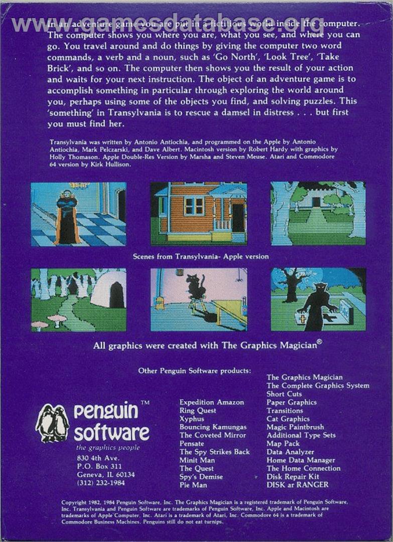 Transylvania - Apple II - Artwork - Box Back