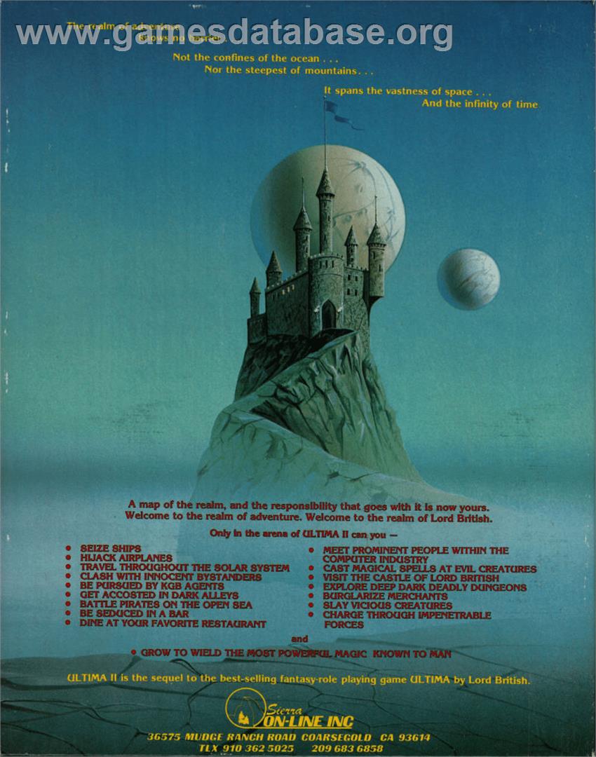Ultima 2 - Revenge Of The Enchantress - Apple II - Artwork - Box Back