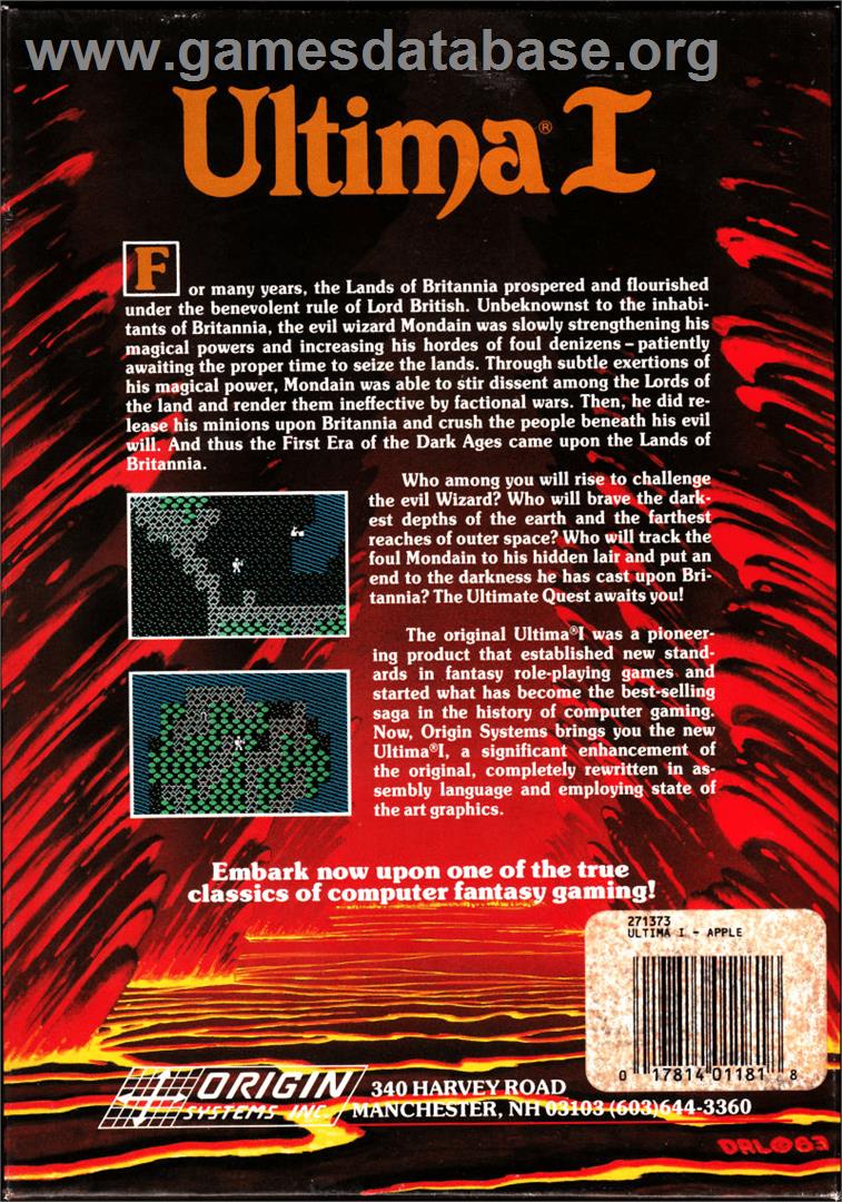 Ultima I: The First Age of Darkness - Apple II - Artwork - Box Back