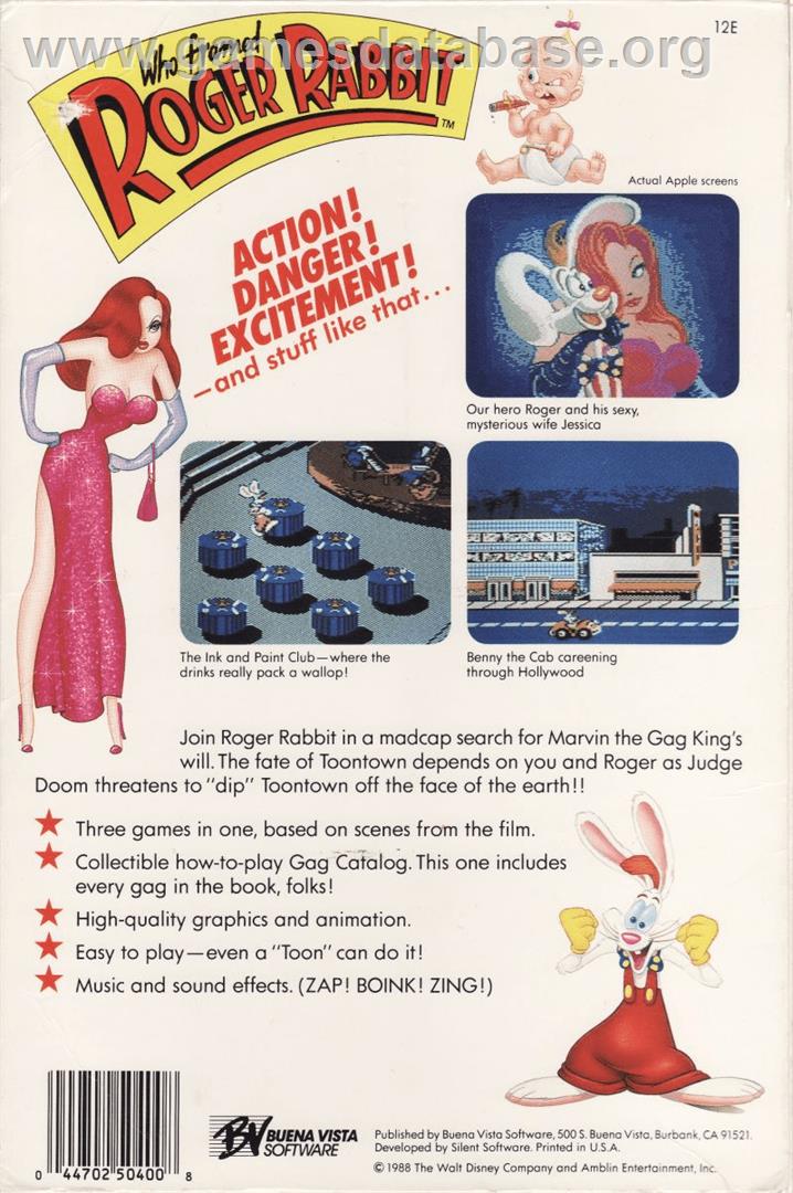 Who Framed Roger Rabbit - Apple II - Artwork - Box Back