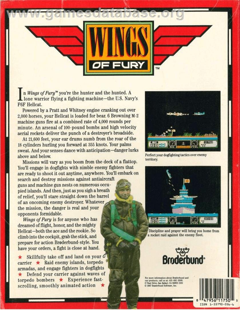 Wings Of Fury - Apple II - Artwork - Box Back