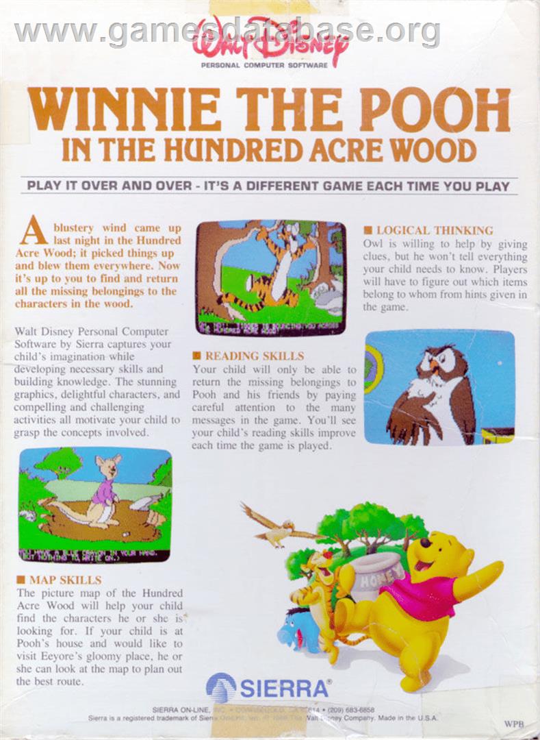 Winnie the Pooh in the Hundred Acre Wood - Apple II - Artwork - Box Back