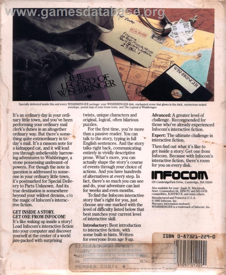 Wishbringer - Apple II - Artwork - Box Back