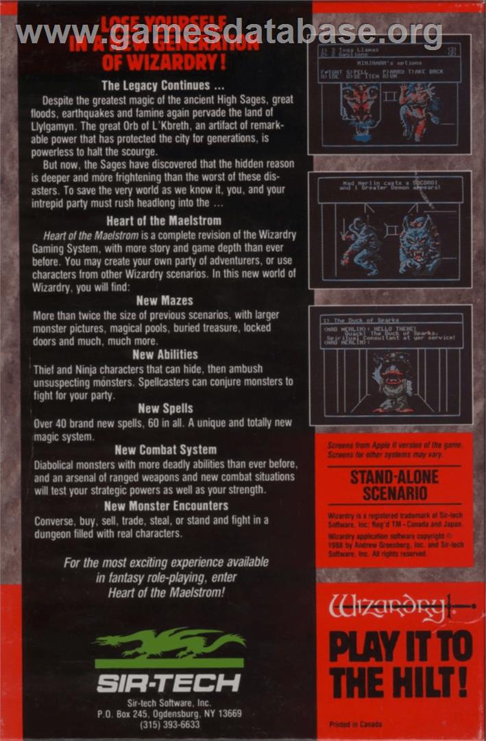 Wizardry 5 - Heart Of The Maelstrom - Apple II - Artwork - Box Back