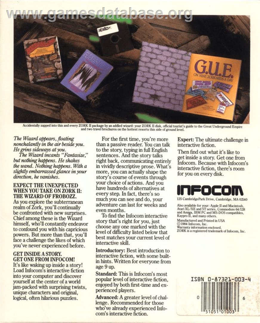 Zork II: The Wizard of Frobozz - Apple II - Artwork - Box Back