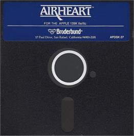 Cartridge artwork for Airheart on the Apple II.
