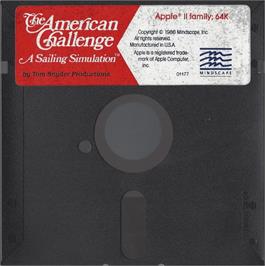 Cartridge artwork for American Challenge: A Sailing Simulation on the Apple II.