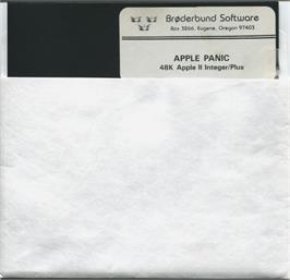 Cartridge artwork for Apple Panic on the Apple II.
