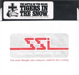 Cartridge artwork for Battle of the Bulge: Tigers in the Snow on the Apple II.