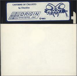 Cartridge artwork for Caverns of Callisto on the Apple II.