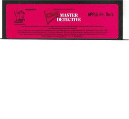 Cartridge artwork for Clue: Master Detective on the Apple II.