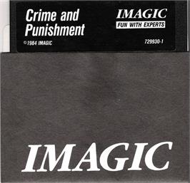 Cartridge artwork for Crime And Punishment on the Apple II.