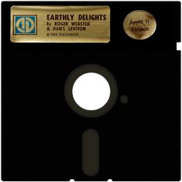 Cartridge artwork for Earthly Delights on the Apple II.