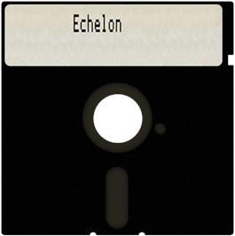 Cartridge artwork for Echelon on the Apple II.