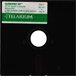 Cartridge artwork for Fahrenheit 451 on the Apple II.