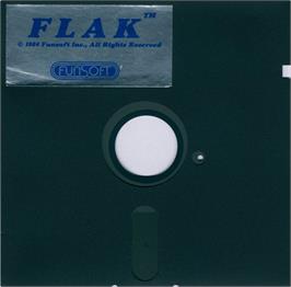 Cartridge artwork for Flak on the Apple II.