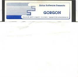 Cartridge artwork for Gorgon on the Apple II.