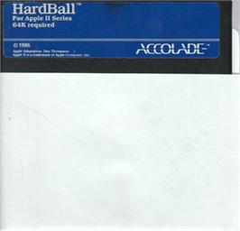 Cartridge artwork for Hardball! on the Apple II.