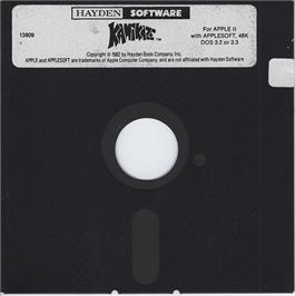 Cartridge artwork for Kamikaze on the Apple II.