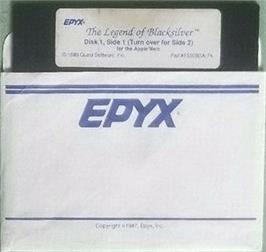 Cartridge artwork for Legend of Blacksilver on the Apple II.