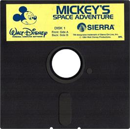 Cartridge artwork for Mickey's Space Adventure on the Apple II.