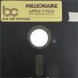 Cartridge artwork for Millionaire - The Stock Market Simulation on the Apple II.