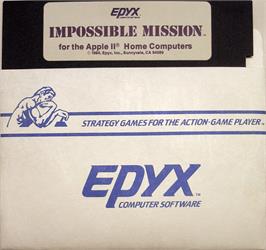 Cartridge artwork for Mission Impossible on the Apple II.