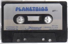 Cartridge artwork for Planetoids on the Apple II.