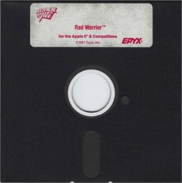 Cartridge artwork for Rad Warrior on the Apple II.
