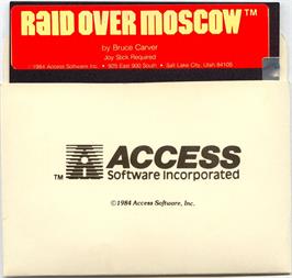 Cartridge artwork for Raid Over Moscow on the Apple II.