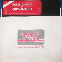 Cartridge artwork for Rebel Charge At Chickamauga on the Apple II.