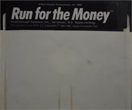 Cartridge artwork for Run For The Money on the Apple II.
