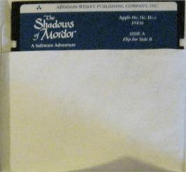 Cartridge artwork for Shadows of Mordor on the Apple II.