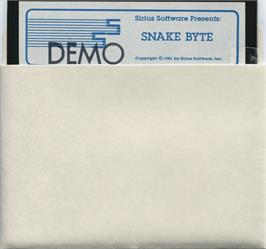 Cartridge artwork for Snakebyte on the Apple II.