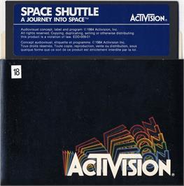 Cartridge artwork for Space Shuttle: A Journey into Space on the Apple II.