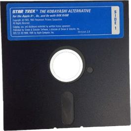 Cartridge artwork for Star Trek The Kobayashi Alternative on the Apple II.