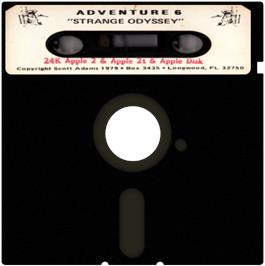Cartridge artwork for Strange Odyssey on the Apple II.