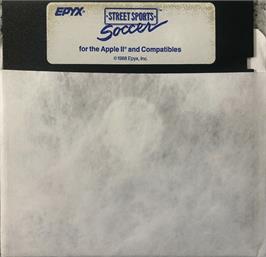 Cartridge artwork for Street Sports Soccer on the Apple II.