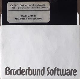 Cartridge artwork for Track Attack on the Apple II.