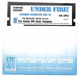 Cartridge artwork for Under Fire! on the Apple II.