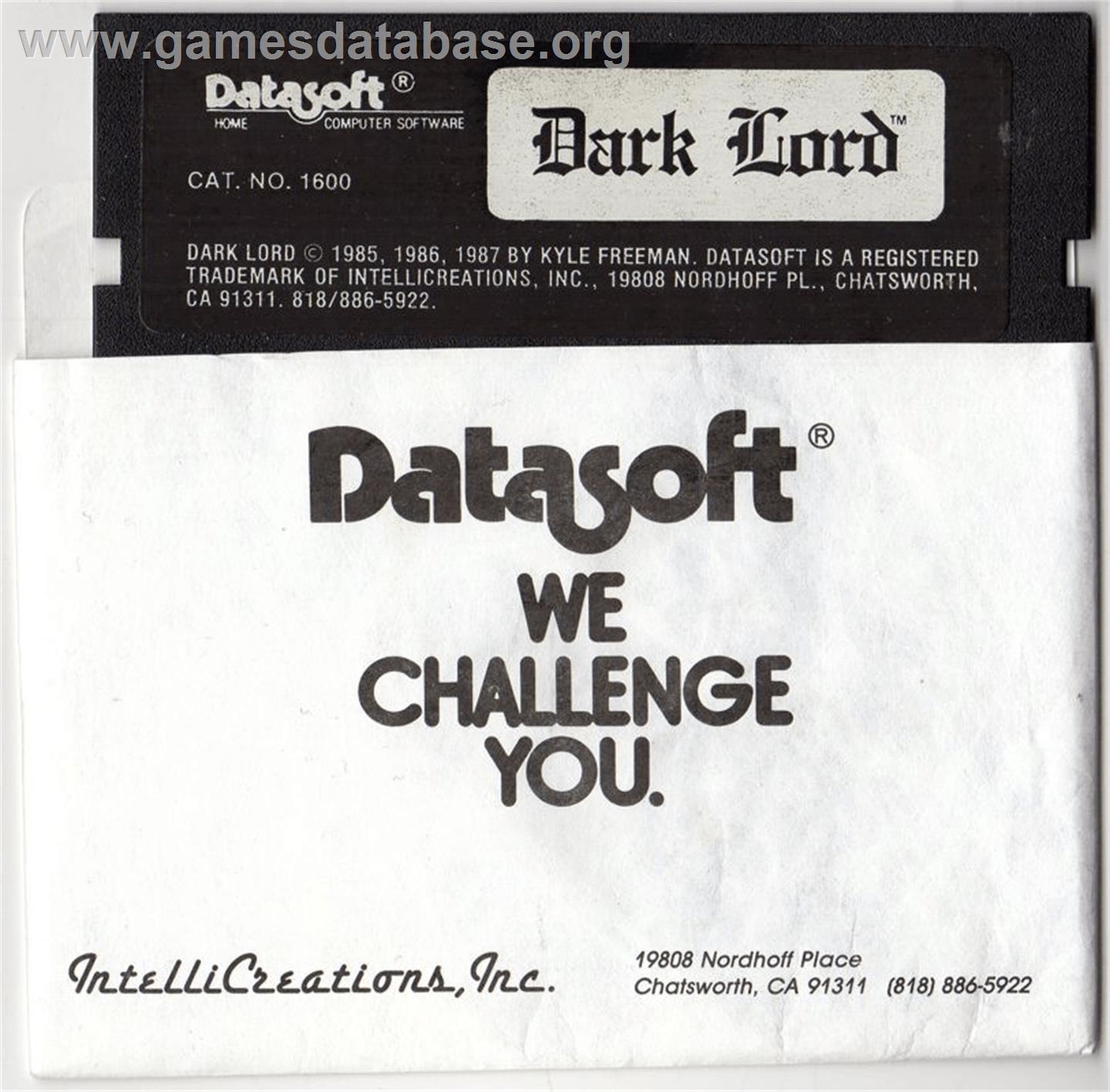Dark Lord - Apple II - Artwork - Cartridge