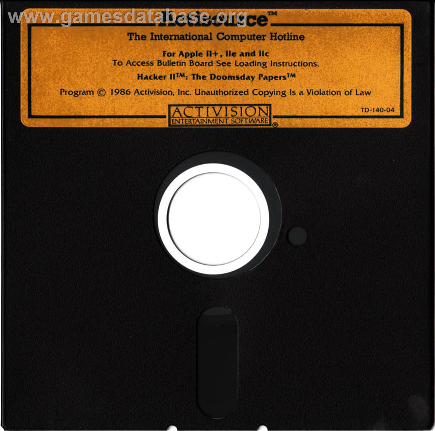 Hacker 2: The Doomsday Papers - Apple II - Artwork - Cartridge