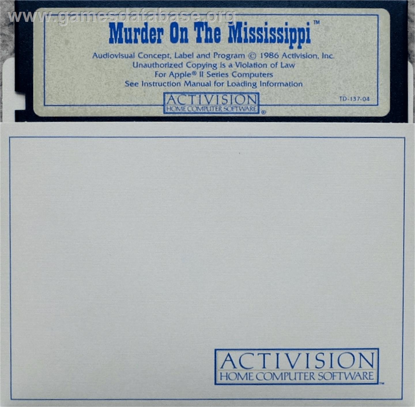 Murder on the Mississippi - Apple II - Artwork - Cartridge
