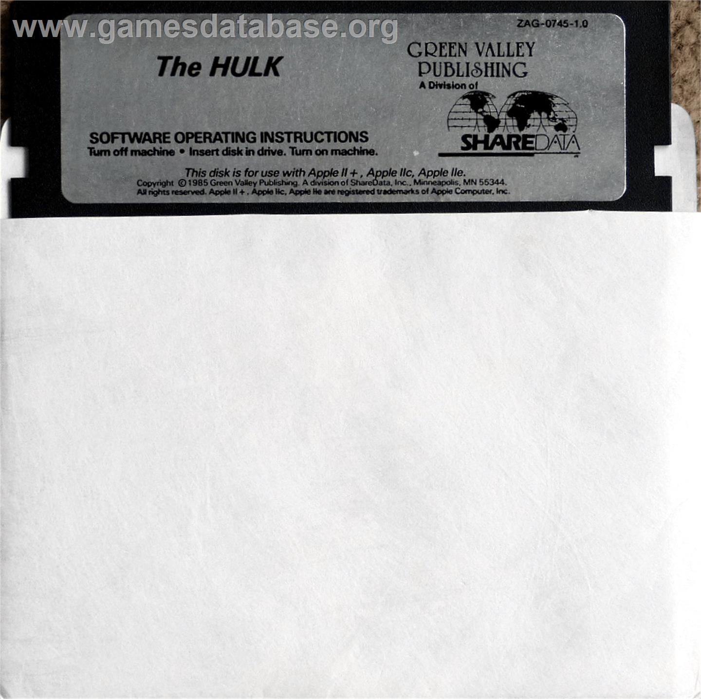 Questprobe Featuring The Hulk - Apple II - Artwork - Cartridge